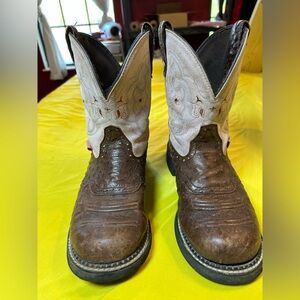 Justin Gypsy Women’s Cowboy Boots Size 10B Brown Leather Ostrich Print Western